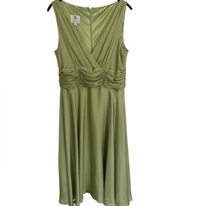 Patra  Vintage Martini Olive Green  Satin Flowy skirt Midi Dress size 10